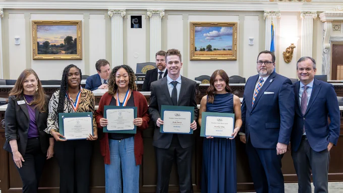 RSC students receive certificates from OSRHE dignitaries and RSC President Travis Hurst.