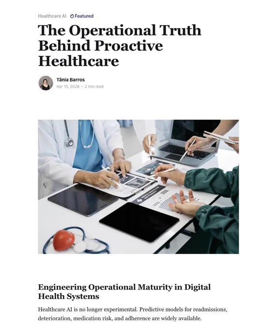 Most healthcare organizations say they are becoming proactive.

Very few are operationally ready.

Healthcare AI can predict risk.

Execution is where proactivity fails.

If deterioration is detected at 3am, what actually happens?

Read the article:👉 https://blog.glazedsolutions.com/proactive-healthcare/ 

Next article: Why infrastructure decides who scales.

#HealthTech #HealthcareAI #DigitalHealth #HealthcareLeadership #GlazedSolutions