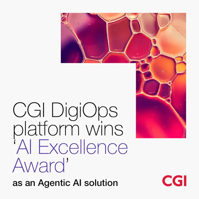 We have won the top honor in the product category for its Agentic AI platform, CGI DigiOps, at the 2026 Artificial Intelligence Excellence Awards. 