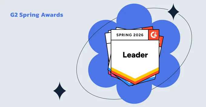 G2 Spring 2026 Leader badge awarded to MightyCall, displayed in a stylized graphic