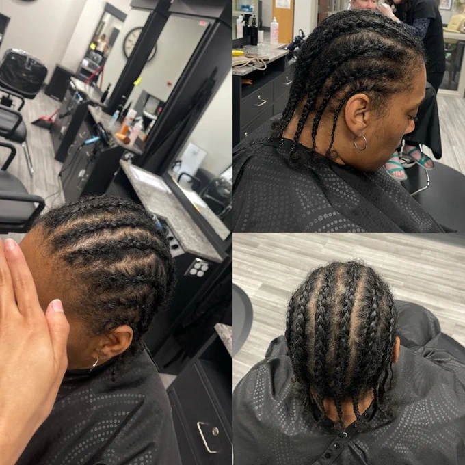 corn row hairstyle