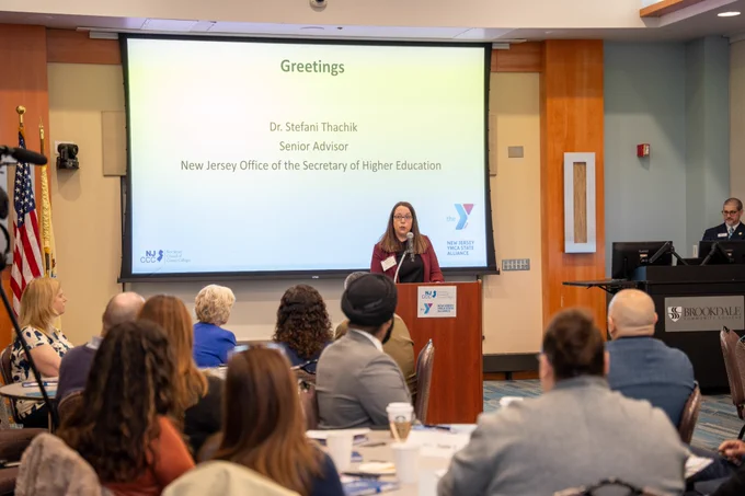 OSHE's Senior Advisor Dr. Stefani Thachik delivers remarks