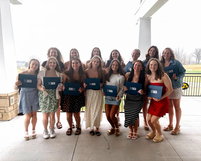 Iowa swimming and diving photo of Academic All-B1G honorees.