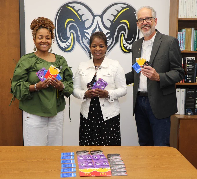 Jim Wallis of Chestnut Health Systems stopped by RGSD Central Services to donate giftcards to the district. 