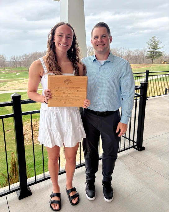 Iowa's Payton Flowers honored as the team's swimming MVP.