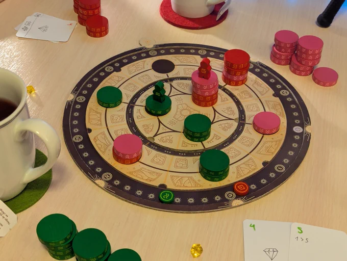 Photo of a board game prototype of Towers of the Sun by Quality Beast.