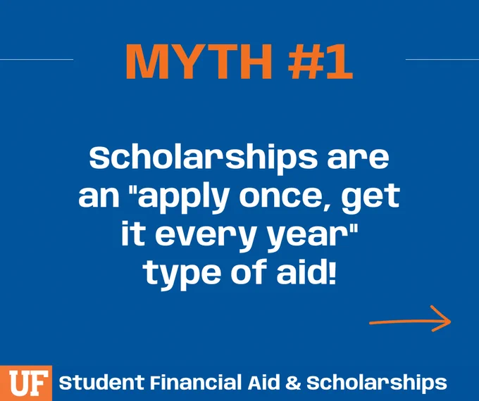 Myth #1: Scholarships are an "apply once, get it every year" type of aid!