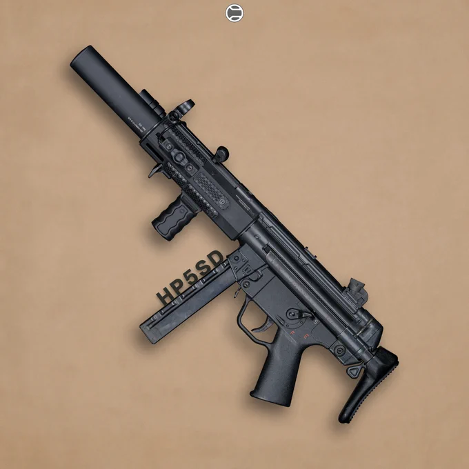 RailScales QTR Stop, RSB/M M-LOK VFG, G10 Solo's (MiniDot, Black FR4, 1-Slot & 1.5-Slot), G10 RailScales (MiniDot, Black FR4, 2-Slot), Hardtop Mount for Scout Light Pro Lights | Heckler & Koch MP5SD w/ HK MP5 30rd Straight Mag, HK SEF Housing, HK SEF Trigger Pack, HK SEF Long Axle Selector Lever, and HK MP5 A3 Retractable Stock | Hitec Arms HP5SD w/ B&T USA MP5-SD Suppressor, Dakota Tactical MHS-SD MP5SD M-LOK Rail w/ Gigliotti Rifleworks TheOne MP5SD Cage, Surefire M340C-Pro Scout Light Pro Light w/ CSM-07 Pressure Switch.