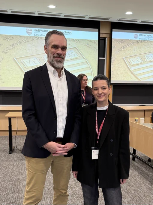 Marjeta Lloshi, participant of Leadership for the 21st Century, with the program's faculty chair, Timothy O'Brien.
