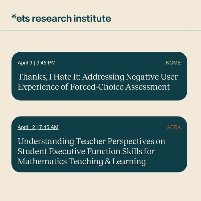 Two sessions taking place at AERA and NCME.