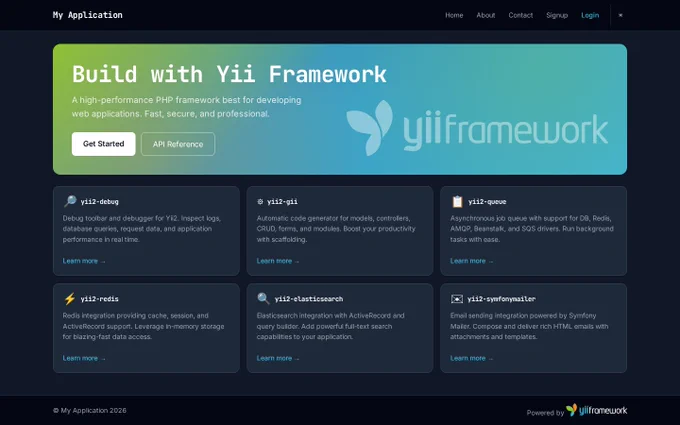 Modern Yii2   Inertia   Vue app with dark UI.