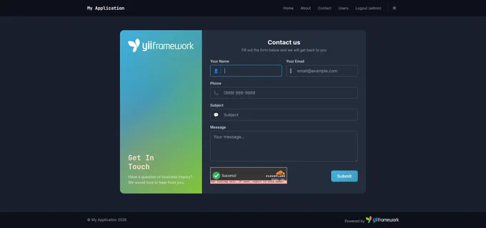 Modern Yii2   Inertia   Vue app with dark UI.