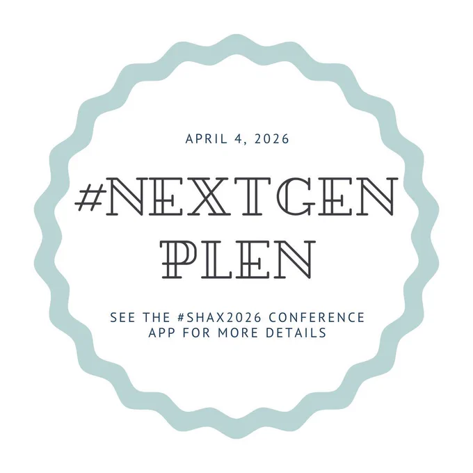 Image of a polygon with wavy-edges. Inside the polygon, text reads "April 4, 2026. Hashtag Next Gen Plen. See the hashtag shax 2026 conference app for more details." End ID.
