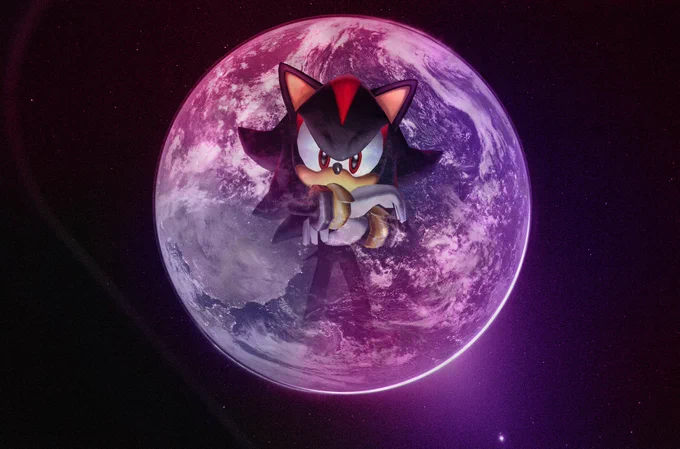 It appears that Shadow the Hedgehog is superimposed on the surface of the Earth as viewed from space in NASA's image from Artemis II. Rest easy, hero.