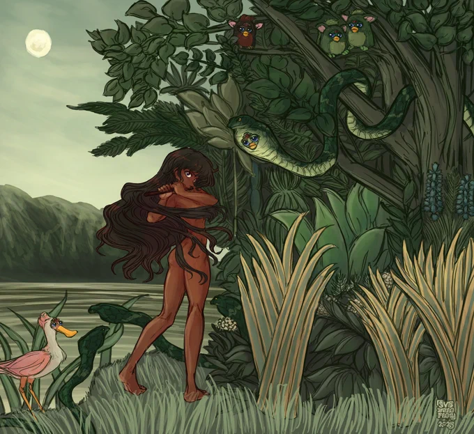 Study / fine art parody of Henri Rousseau - The Snake Charmer