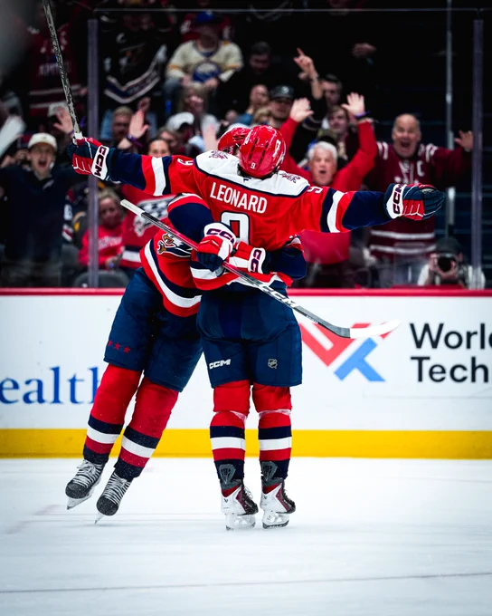 Ryan Leonard celebrates his third-period goal. 