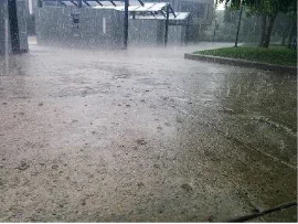 Heavy rain on road