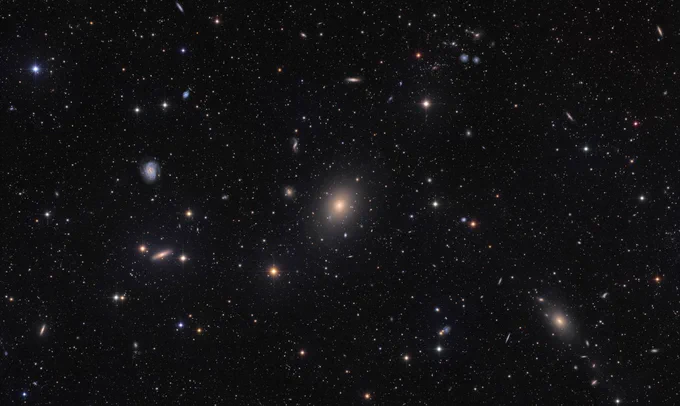 Stunning M49 Galaxy Group image by Brian Diaz w/ Insight Observatory's AFIL-4! ✨ Explore Messier 49 & its companions in the Virgo Cluster. Get 20% OFF premium Masters-Only data. ➡️
