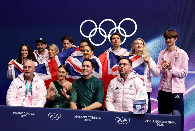 Luke and Ana surrounded by their Team GB teammates