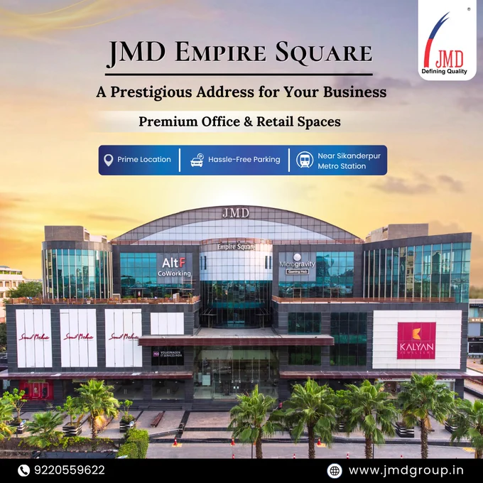 Finding a business location in Gurugram that balances prestige with actual convenience is rare. JMD Empire Square hits that sweet spot. 🏢

We’ve all dealt with the daily traffic and parking hurdles here. Being steps away from the Sikanderpur Metro and having dedicated, hassle-free parking changes the entire workday for your team and your clients. 🚗💨

Whether it’s a high-visibility retail outlet or a sleek corporate office, this is an address that speaks for itself.

The Highlights:
📍 Prime central location
🚇 Walking distance from the Metro
🅿️ Ample, stress-free parking

Ready to see it for yourself?
📞 Give us a shout: 9220559622
🌐 Visit: www.jmdgroup.in