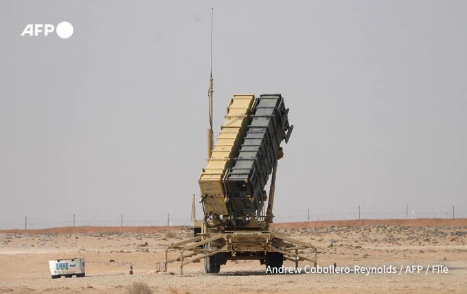 A Patriot missile battery is seen near Prince Sultan air base at Al-Kharj