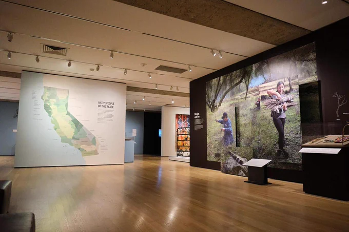A view of exhibit room where "Good Fire: Tending Native Lands" is on display at the Oakland Museum of California. Photo by Kiki King, courtesy Oakland Museum of California.