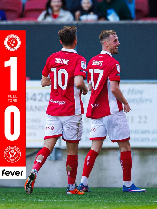 Full-Time Bristol City 1-0 Sheffield United. 
