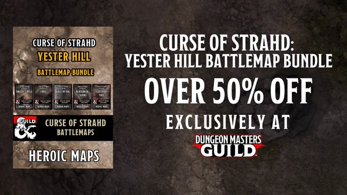 Save big with the Curse of Strahd: Yester Hill Battlemap Bundle deal at DMsGuild.com