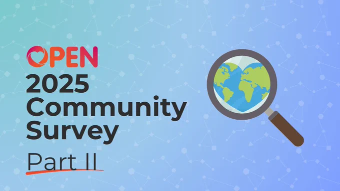 Graphic reading "OPEN 2025 Community Survey Part II"