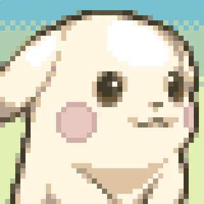 Pixel art portrait of Peakychu (a pale Pikachu from the new Pokémon Pokopia) in Mistery Dugeon art style.