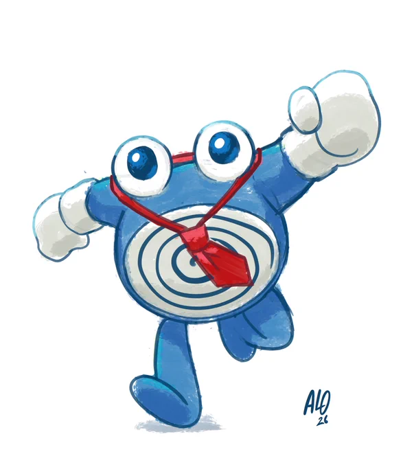 Poliwhirl from Pokémon with a tie