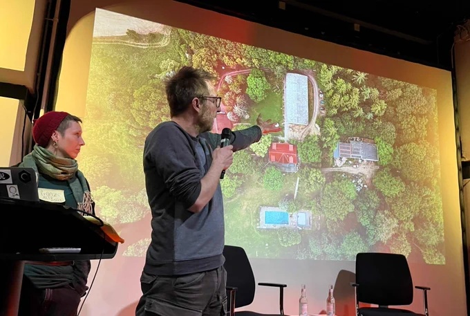 Franzi and Marv, two of the stewards of the Alte Holle Collective, share the terrain of the 100,000 sq. meters retreat site.