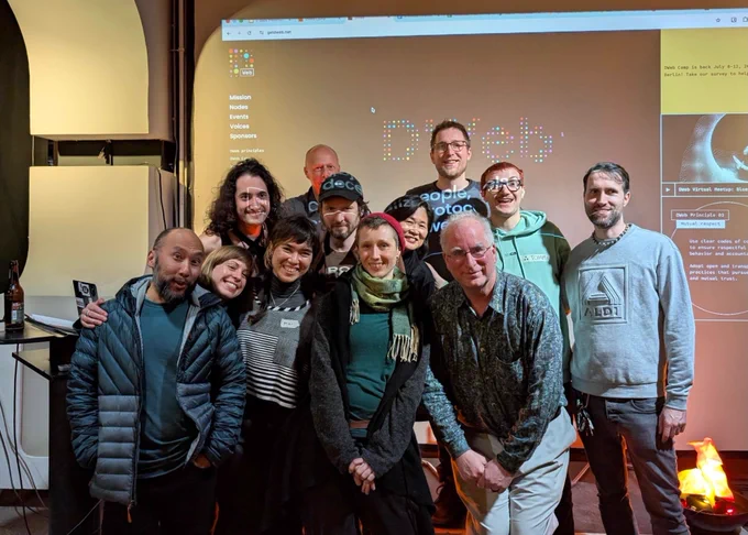 Some of the organizers of DWeb Camp from Alte Hölle, Department of Decentralization and the Internet Archive came together at c-base in February to plan for July.