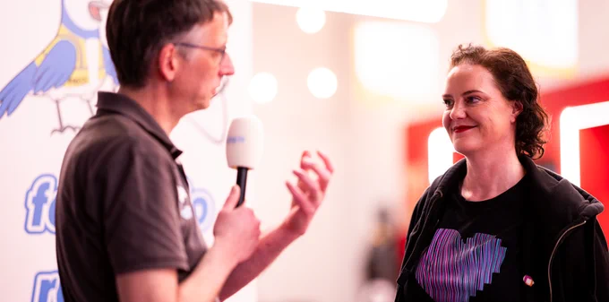 Frank Delporte interviewing Marit van Dijk for the Foojay podcast.