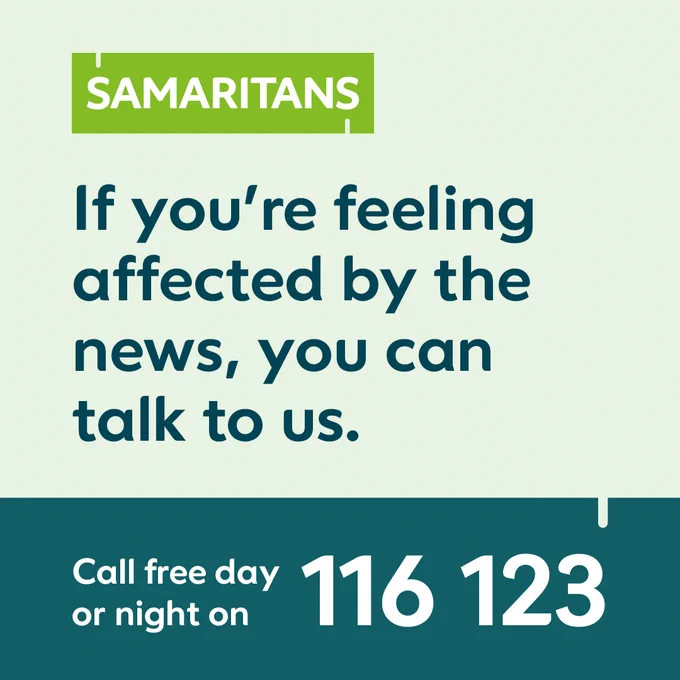 If you’re feeling affected by the news, you can talk to us.  