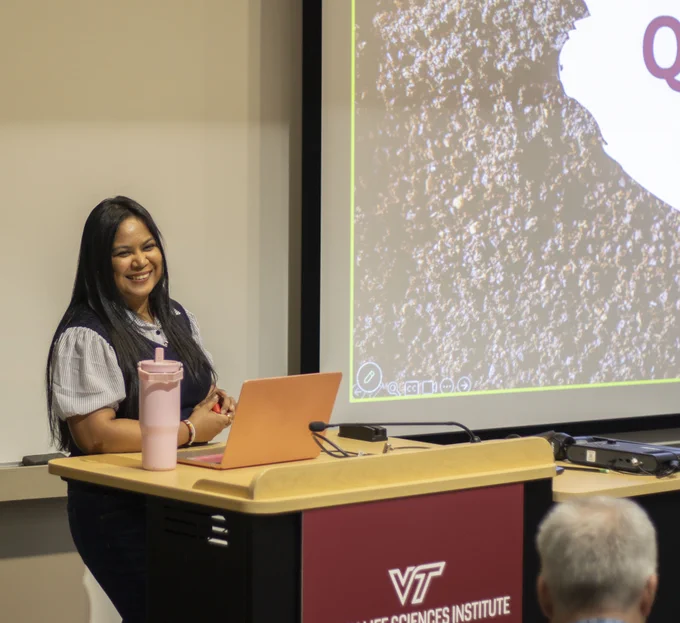 Anyelina Mangru at the Virginia Tech School of Plant and Environmental Sciences seminar. 