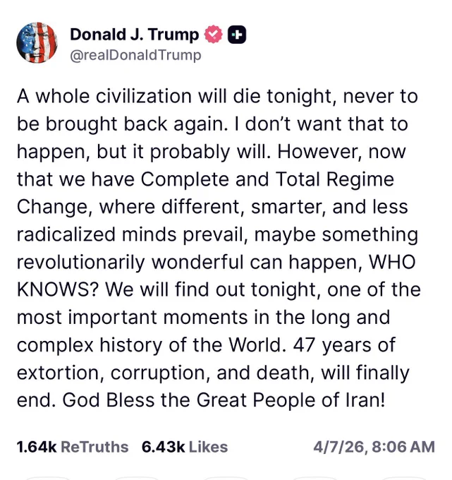 Trump Truth Social post
