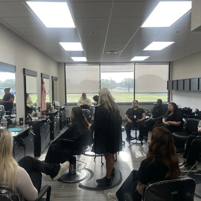 students watching hair appointment 