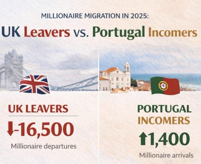 UK millionaires leaving for Portugal