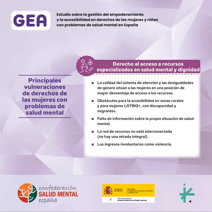 Principales vulneraciones de derechos de las mujeres con problemas de salud mental
