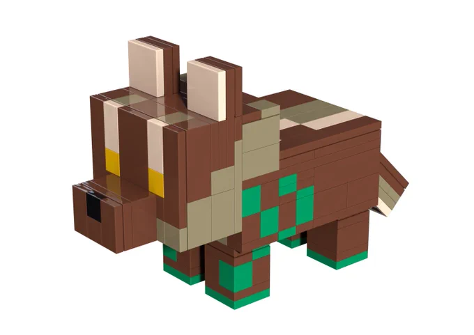A Minecraft Baby Wolf built with Lego, in the colors of the character Sy