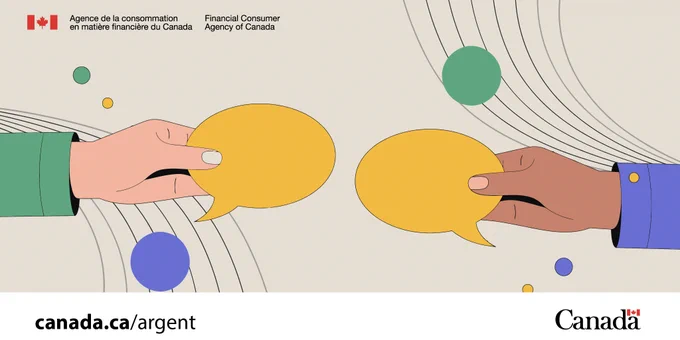 Deux mains, une claire et une à la peau foncée, chacune tenant une bulle de dialogue jaune. 