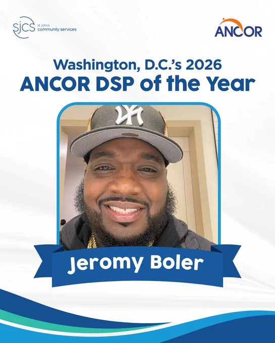 Graphic announcing Washington, D.C.’s 2026 ANCOR DSP of the Year, featuring a smiling man wearing a New York Yankees cap. Text reads “Jeromy Boler” with SJCS and ANCOR logos.