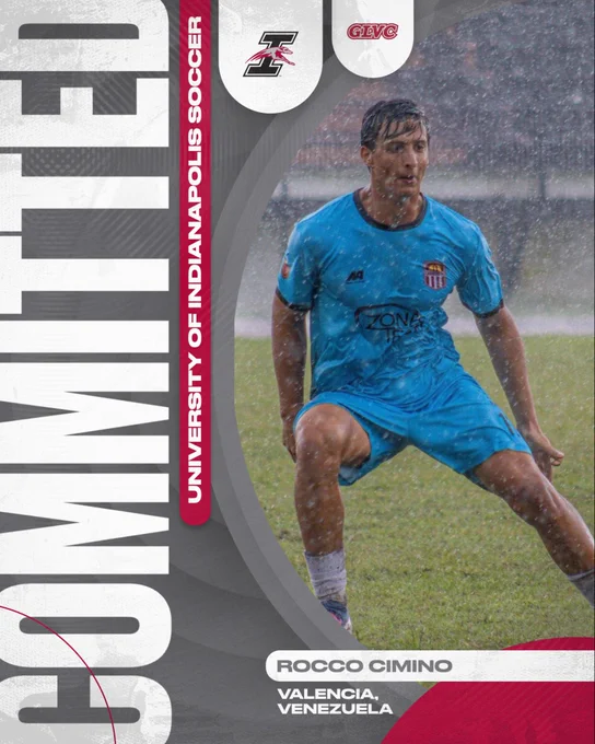 Graphic welcoming Rocco Camino as the University of Indianapolis’s newest recruit for men’s soccer.