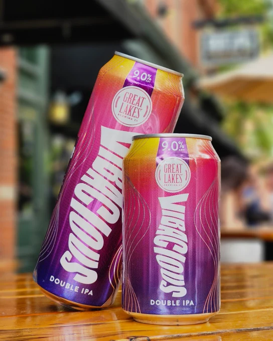 Vibacious Double IPA in tall and short cans.