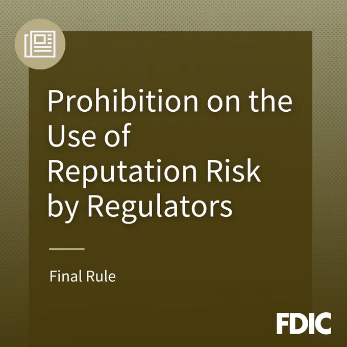 Text: Prohibition on the Use of Reputation Risk by Regulators.