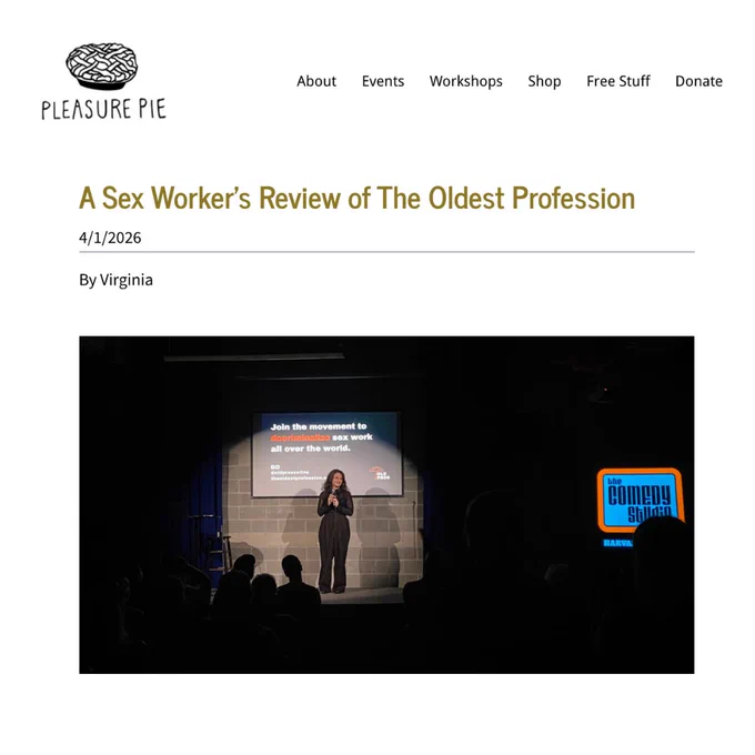 Pleasure Pie 
A S*x Worker’s Review of The Oldest Profession
4/1/2026
By Virginia
