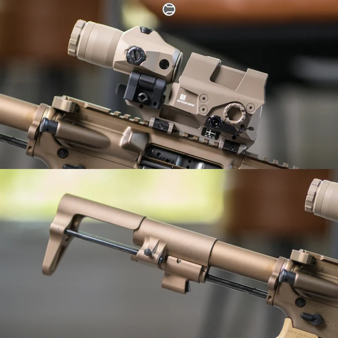 RailScales RSBM-P Polymer M-LOK VFG, G10 XOS-H & XOS-W M-LOK Scales (Matrix, TerraCore, 3-Slot Length), LAO Sling Mount, Hardtop Mount for Scout Light Pro Lights, MonoLift Riser | Geissele 8.0" 300BLK GFW SBR w/ HUXWRX Flow 762Ti Suppressor, Surefire M340V-Pro Scout Light Pro IR Light w/ CSM-07 Switch and Geissele Vampire Scout Throw Lever, Steiner Optics DBAL-I2 Laser, Dura Mag 20rd Bronze Magazine, Sig Sauer Romeo8T RDS & Juliet4 Magnifier. 