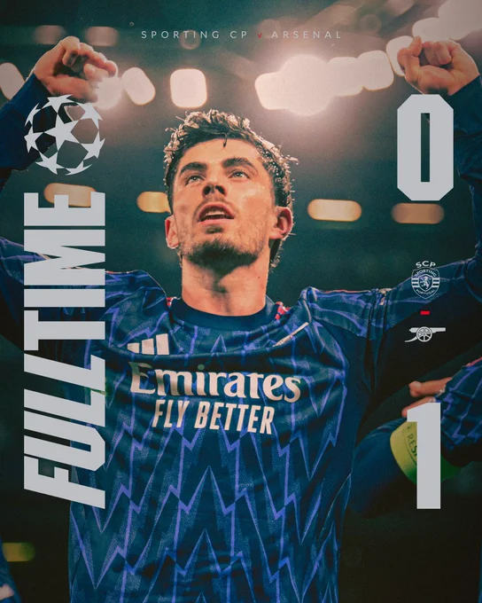 Full-time: Sporting CP 0-1 Arsenal