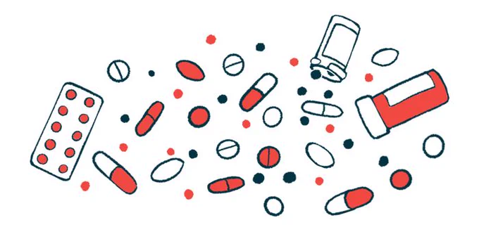An illustration of medicine bottles and prescription pills spread out.